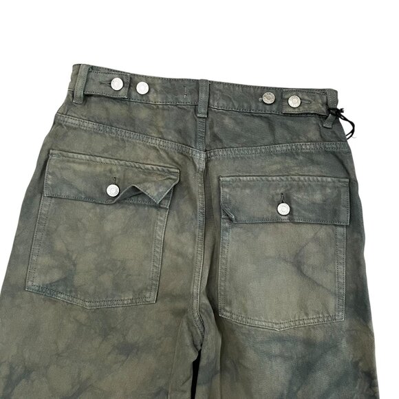 GRLFRND Womens Lucie Slouchy Wide Leg Jeans Eucalyptus Green 26 Adjustable Waist - Picture 3 of 12